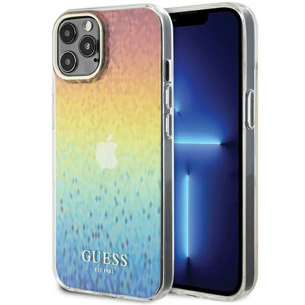 Kryt Guess GUHCP12MHDECMI Apple iPhone 12 / 12 Pro hardcase IML Faceted Mirror Disco Iridescent multicoloured