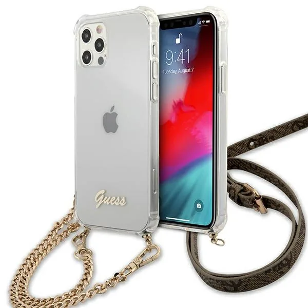 Kryt Guess GUHCP12MKC4GSGO Apple iPhone 12/12 Pro Transparent hardcase 4G Gold Chain