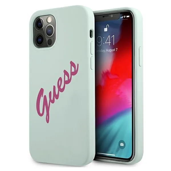 Kryt Guess GUHCP12MLSVSBF Apple iPhone 12/12 Pro blue fuschia hardcase Silicone Vintage