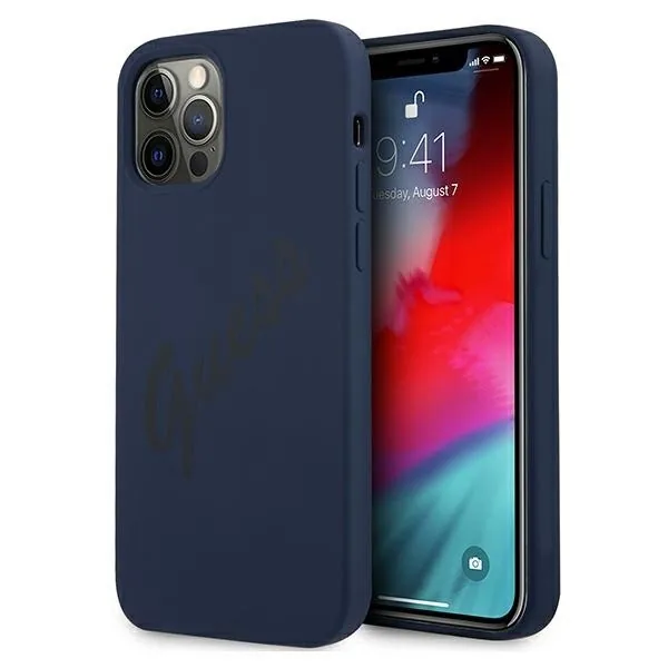 Kryt Guess GUHCP12MLSVSBL Apple iPhone 12/12 Pro blue hardcase Script Vintage