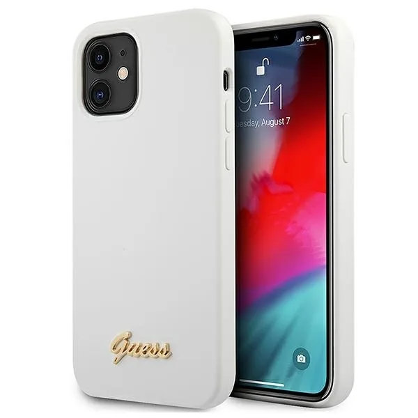 Kryt Guess GUHCP12SLSLMGWH Apple iPhone 12 mini white hardcase Metal Logo Script