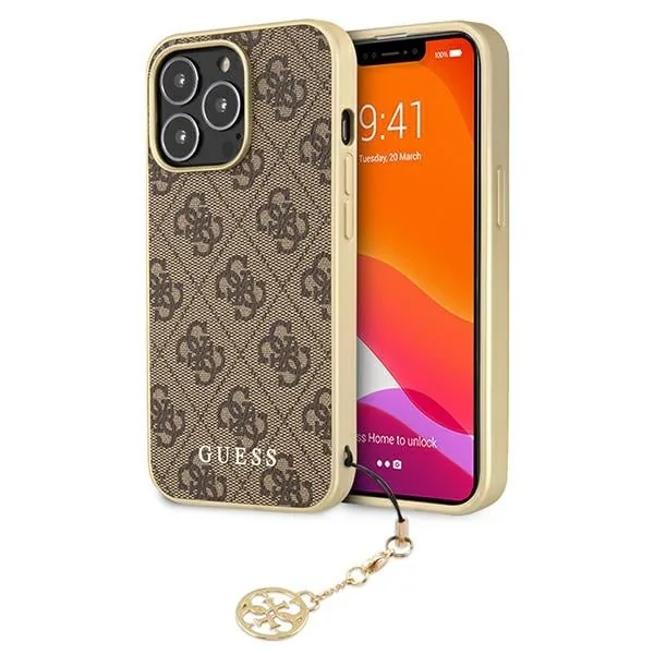Kryt Guess GUHCP13LGF4GBR Apple iPhone 13 Pro brown hardcase 4G Charms Collection