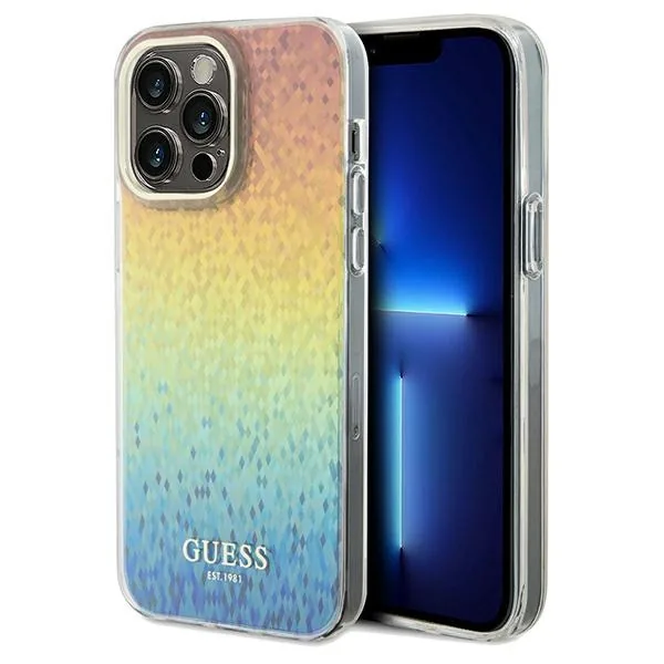 Kryt Guess GUHCP13LHDECMI Apple iPhone 13 / 13 Pro hardcase IML Faceted Mirror Disco Iridescent multicoloured