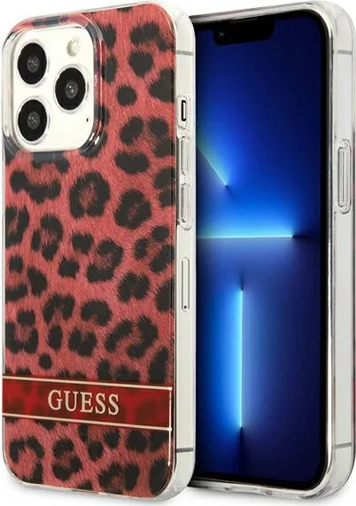Kryt Guess GUHCP13LHSLEOR Apple iPhone 13 Pro red hardcase Leopard