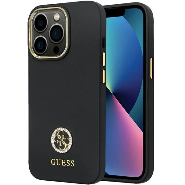 Kryt Guess GUHCP13LM4DGPK Apple iPhone 13/13 Pro hardcase Silicone Logo Strass 4G black