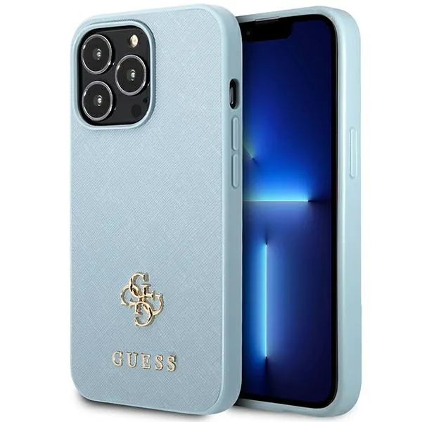 Kryt Guess GUHCP13LPS4MB Apple iPhone 13 Pro blue hardcase Saffiano 4G Small Metal Logo