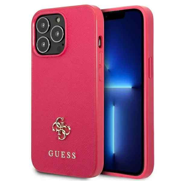 Kryt Guess GUHCP13LPS4MF Apple iPhone 13 Pro pink hardcase Saffiano 4G Small Metal Logo