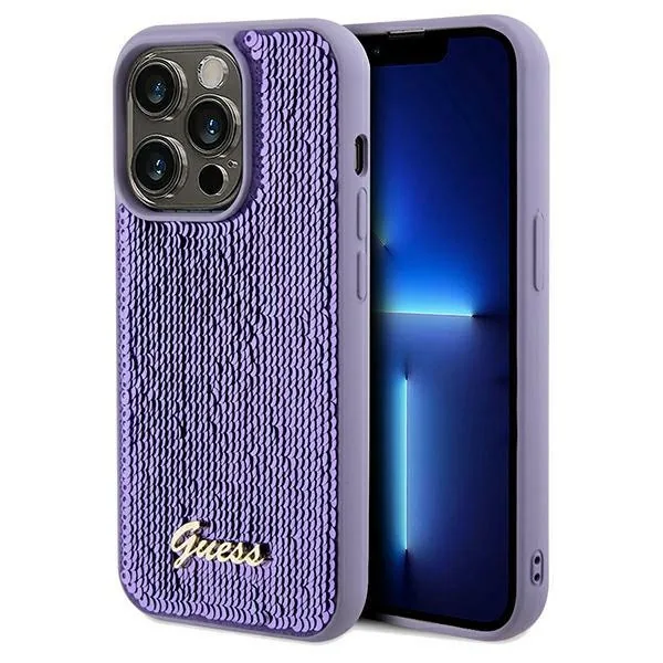 Kryt Guess GUHCP13LPSFDGSU Apple iPhone 13 / 13 Pro hardcase Sequin Script Metal purple