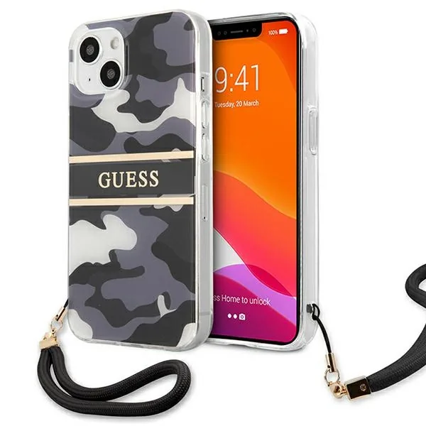 Kryt Guess GUHCP13SKCABBK Apple iPhone 13 mini black hardcase Camo Strap Collection