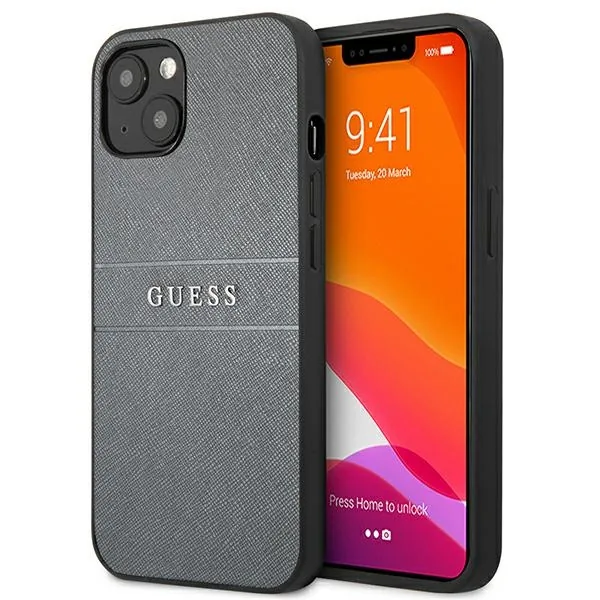 Kryt Guess GUHCP13SPSASBGR Apple iPhone 13 mini grey Saffiano Strap