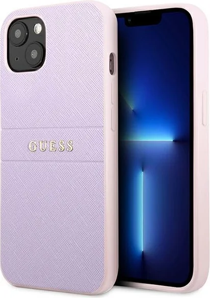 Kryt Guess GUHCP13SPSASBPU Apple iPhone 13 mini purple Saffiano Hot Stamp & Metal Logo