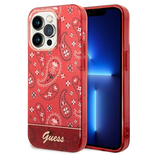 Kryt Guess GUHCP14LHGBNHR Apple iPhone 14 Pro red hardcase Bandana Paisley