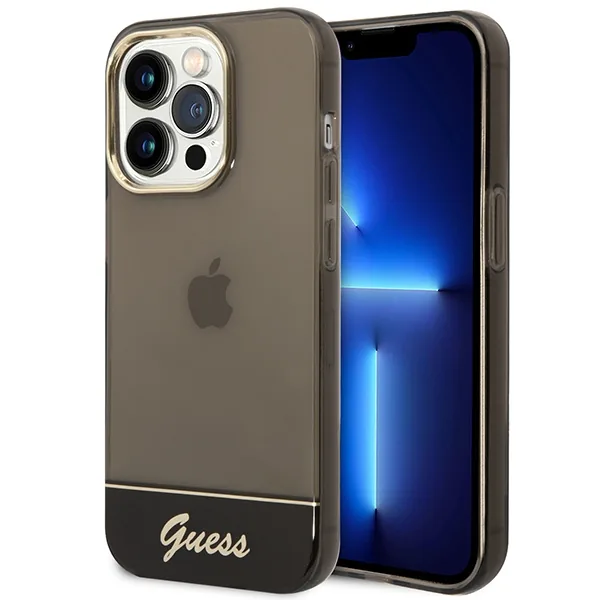 Kryt Guess GUHCP14LHGCOK Apple iPhone 14 Pro black hardcase Translucent