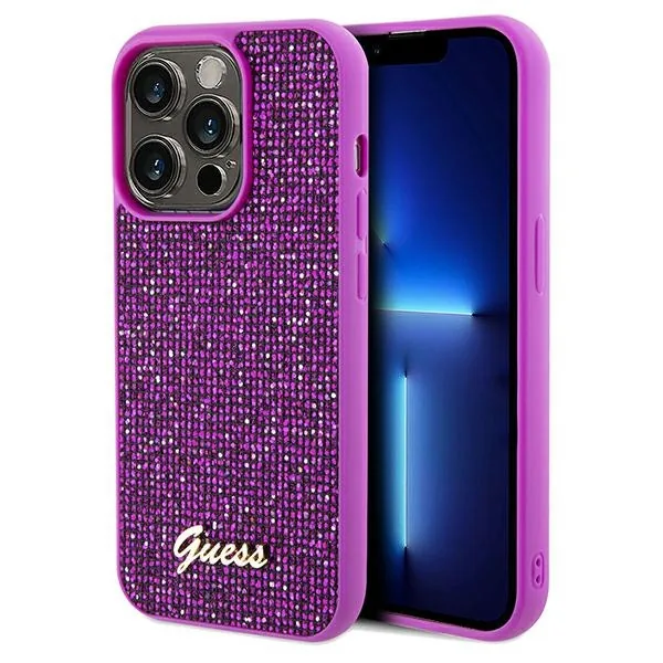 Kryt Guess GUHCP14LPMSDGSF Apple iPhone 14 Pro hardcase Disco Metal Script fuschia