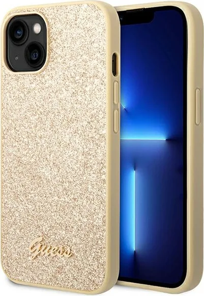 Kryt Guess GUHCP14MHGGSHD Apple iPhone 14 Plus / 15 Plus gold hard case Glitter Script