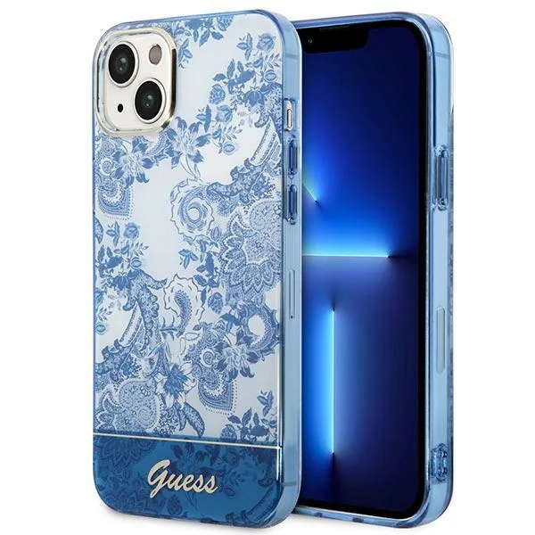 Kryt Guess GUHCP14MHGPLHB Apple iPhone 14 Plus / 15 Plus blue hardcase Porcelain Collection