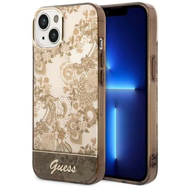 Kryt Guess GUHCP14MHGPLHC Apple iPhone 14 Plus / 15 Plus ochre hardcase Porcelain Collection