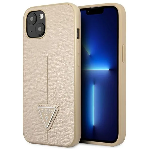 Kryt Guess GUHCP14MPSATLE Apple iPhone 14 Plus / 15 Plus beige hardcase SaffianoTriangle Logo
