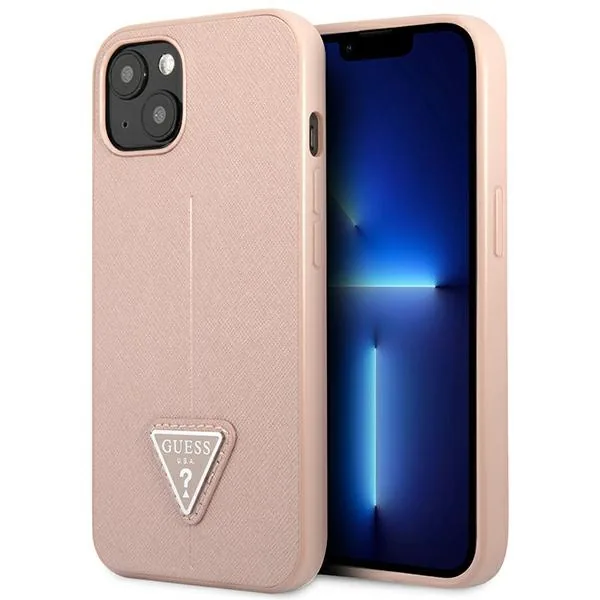 Kryt Guess GUHCP14MPSATLP Apple iPhone 14 Plus / 15 Plus pink hardcase SaffianoTriangle Logo