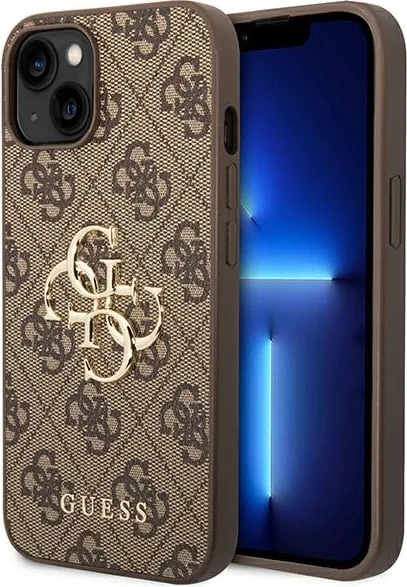 Kryt Guess GUHCP14S4GMGBR Apple iPhone 14 brown hardcase 4G Big Metal Logo