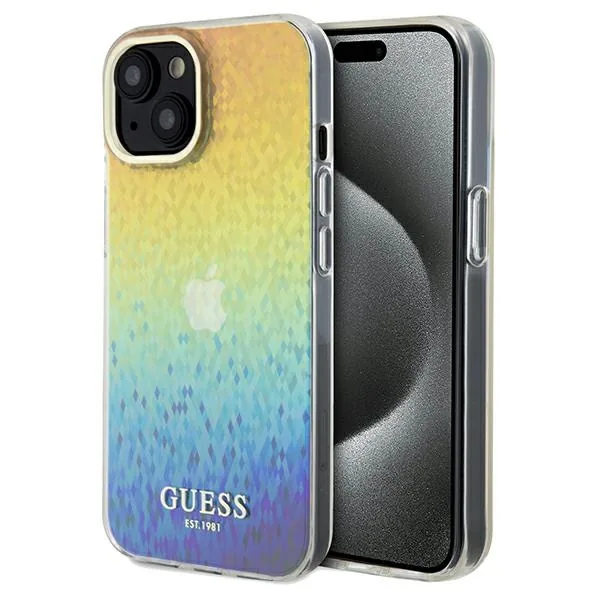 Kryt Guess GUHCP14SHDECMI Apple iPhone 15 / 14 hardcase IML Faceted Mirror Disco Iridescent multicoloured