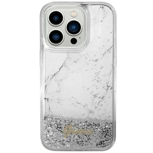 Kryt Guess GUHCP14SLCSGSGH Apple iPhone 14 white hardcase Liquid Glitter Marble