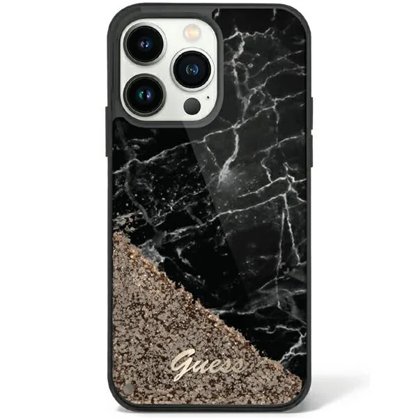 Kryt Guess GUHCP14SLCSGSGK Apple iPhone 14 black hardcase Liquid Glitter Marble