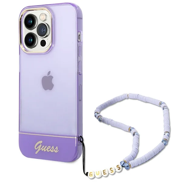 Kryt Guess GUHCP14XHGCOHU Apple iPhone 14 Pro Max purple hardcase Translucent Pearl Strap