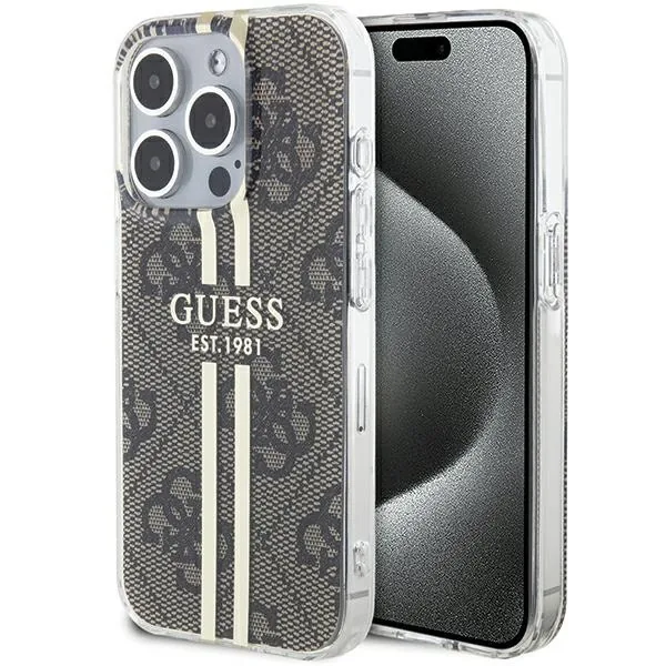 Kryt Guess GUHCP15LH4PSEGW Apple iPhone 15 Pro hardcase IML 4G Gold Stripe brown