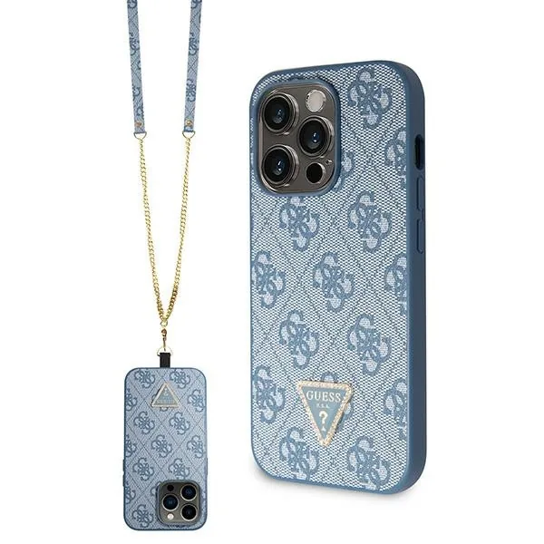 Kryt Guess GUHCP15LP4TDSCPB Apple iPhone 15 Pro hardcase Crossbody 4G Metal Logo blue