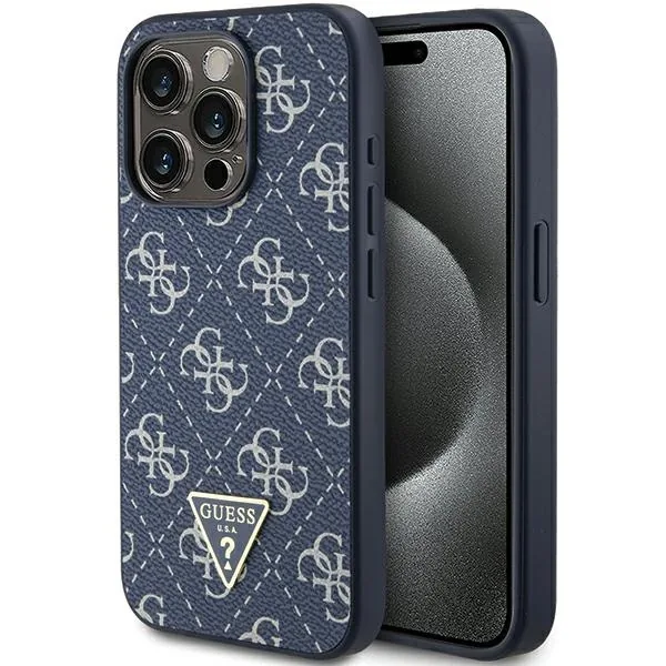 Kryt Guess GUHCP15LPG4GPB Apple iPhone 15 Pro hardcase 4G Triangle Metal Logo blue
