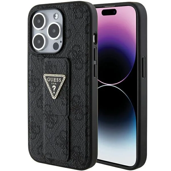 Kryt Guess GUHCP15LPGS4TDK iPhone 15 Pro barva černá hardcase Grip Stand 4G Triangle Strass