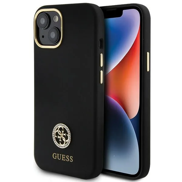 Kryt Guess GUHCP15SM4DGPK Apple iPhone 15 hardcase Silicone Logo Strass 4G black