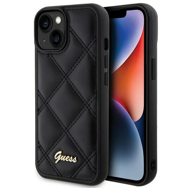Kryt Guess GUHCP15SPSQSQSK Apple iPhone 15 hardcase Quilted Metal Logo black