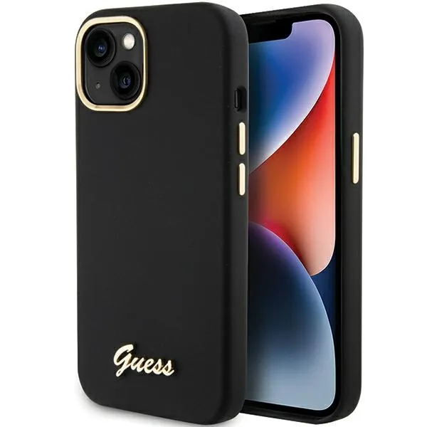 Kryt Guess GUHCP15SSMBSLK iPhone 15 barva černá hardcase Silicone Script Metal Logo & Frame