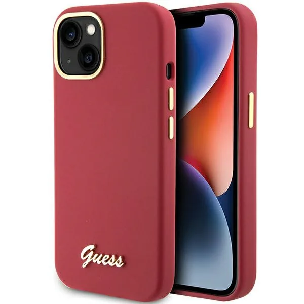Kryt Guess GUHCP15SSMBSLM iPhone 15 magenta hardcase Silicone Script Metal Logo & Frame