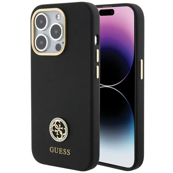 Kryt Guess GUHCP15XM4DGPK Apple iPhone 15 Pro Max hardcase Silicone Logo Strass 4G black