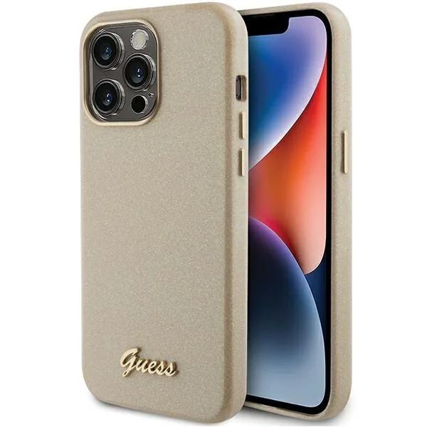 Kryt Guess GUHCP15XPGMCSD Apple iPhone 15 Pro Max hardcase Glitter Glossy Script light gold