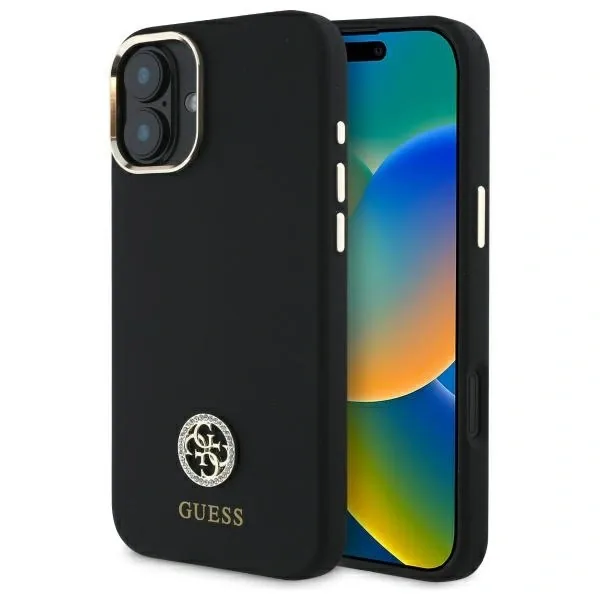 Kryt Guess GUHCP16SM4DGPK Apple iPhone 16 hardcase Silicone Logo Strass 4G black