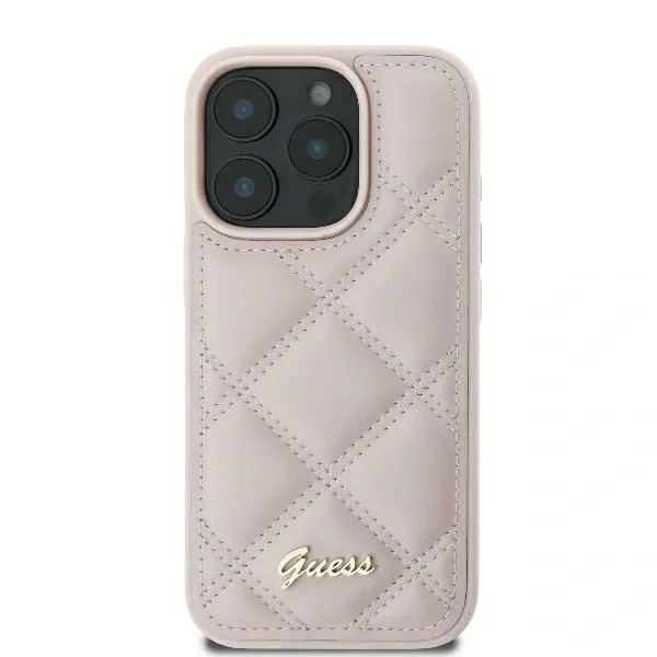 Kryt Guess GUHCP16SPSQSQSP Apple iPhone 16 hardcase Quiled Metal Logo pink