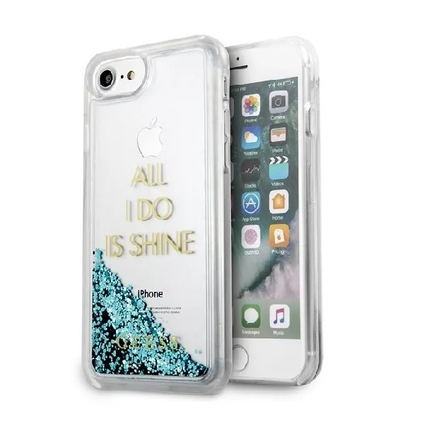 Kryt Guess GUHCP7GLUQBL Apple iPhone SE 2022/SE 2020/8/7 blue hard case Liquid Glitter Party