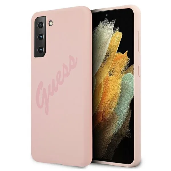 Kryt Guess GUHCS21MLSVSPI Samsung Galaxy S21+ Plus pink hardcase Script Vintage