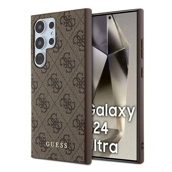 Kryt Guess GUHCS24LG4GFBR Samsung Galaxy S24 Ultra hardcase 4G Metal Gold Logo brown