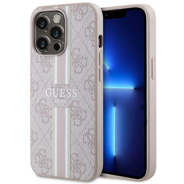 Kryt Guess GUHMP13LP4RPSP Apple iPhone 13/13 Pro pink hardcase 4G Printed Stripes MagSafe