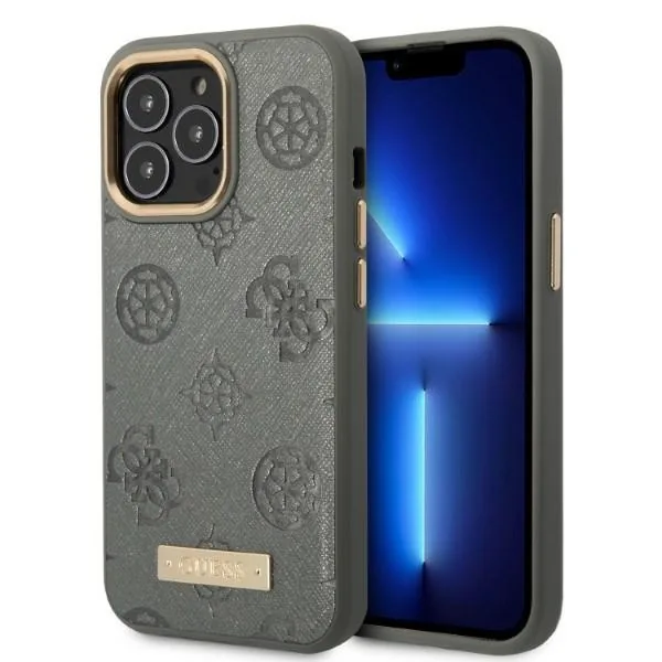 Kryt Guess GUHMP13LSAPSTG Apple iPhone 13 Pro grey hardcase Peony Logo Plate MagSafe