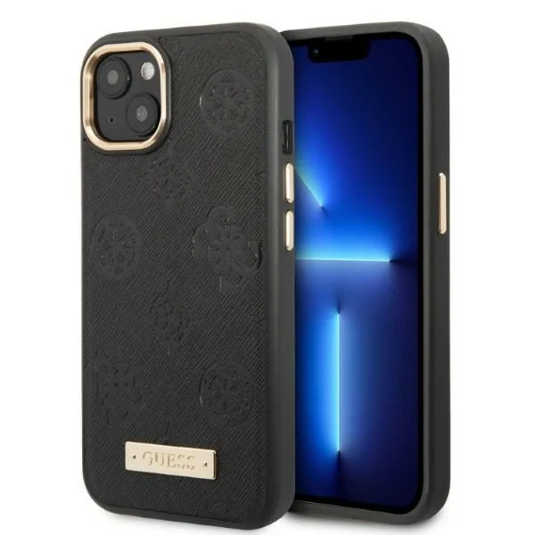 Kryt Guess GUHMP13MSAPSTK Apple iPhone 13 black hardcase Peony Logo Plate MagSafe