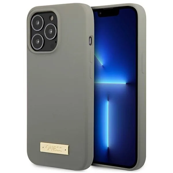 Kryt Guess GUHMP13XSPLG Apple iPhone 13 Pro Max grey hard case Silicone Logo Plate MagSafe