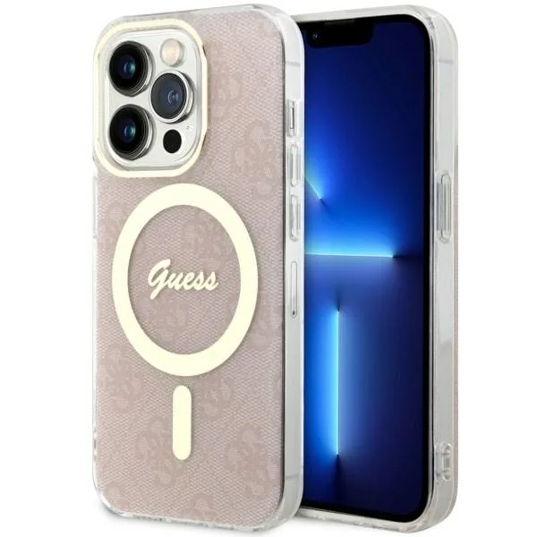 Kryt Guess GUHMP14LH4STP Apple iPhone 14 Pro pink hardcase 4G MagSafe