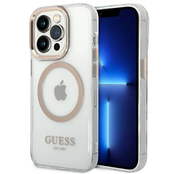 Kryt Guess GUHMP14LHTRMD Apple iPhone 14 Pro gold hard case Metal Outline Magsafe