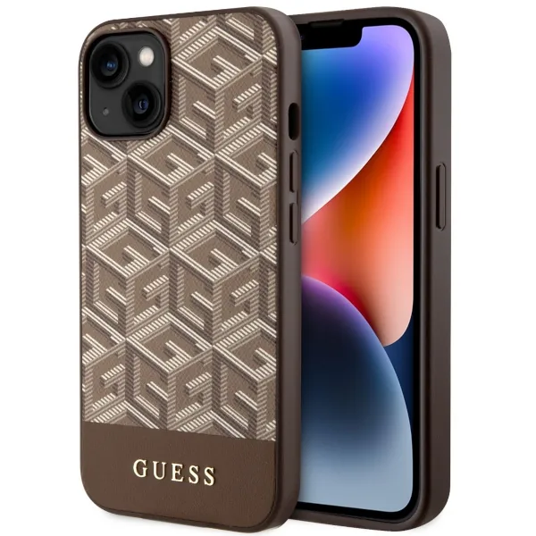 Kryt Guess GUHMP14MHGCFSEW Apple iPhone 14 Plus / 15 Plus brown hard case GCube Stripes MagSafe